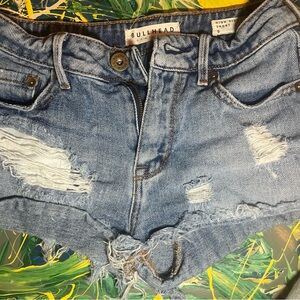Bullhead Ripped Blue Denim Shorts